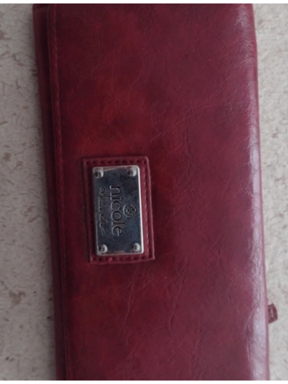 “New” Nicole by Nicole Miller Crimson Red Faux Leather Flap Wallet (7” X 3 1/2”)